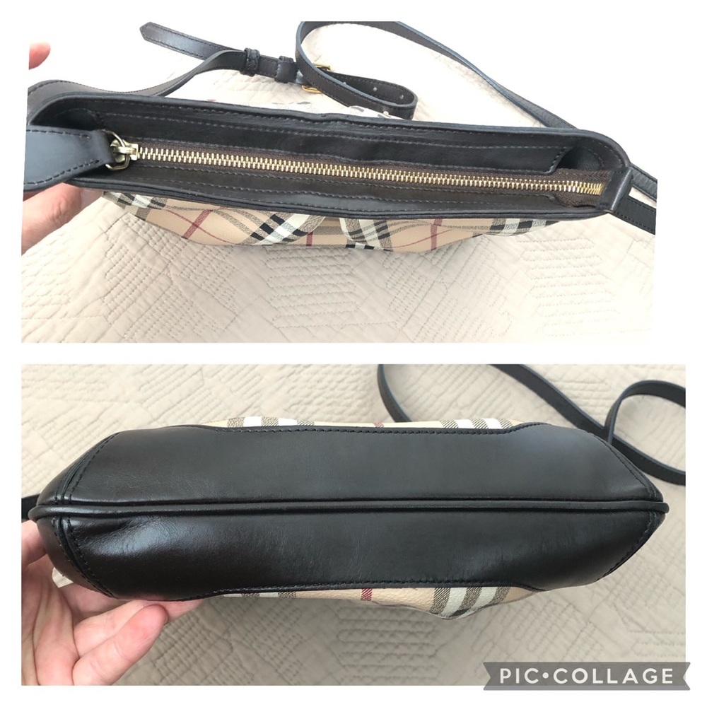 Auth Burberry Check and brown leather crossbody bag - Picture 16 of 17